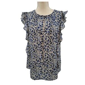 J.Crew Cascade Ruffle Short-sleeve Blouse in Blue Floral